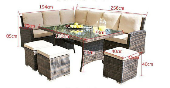 3 Seater Garden Rattan Sofa Modern Lift Table Backyard Sectional With Lift Table