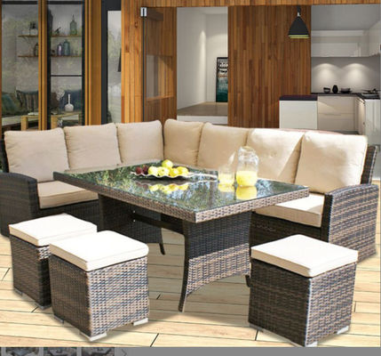 3 Seater Garden Rattan Sofa Modern Lift Table Backyard Sectional With Lift Table