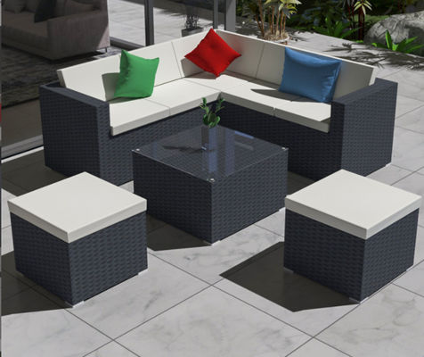 5 Seater Grey Rattan Corner Sofa Garden Sectional Patio Wicker Rattan Sofa Modern