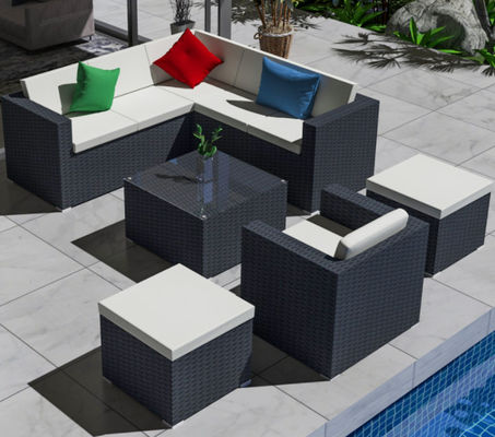 5 Seater Grey Rattan Corner Sofa Garden Sectional Patio Wicker Rattan Sofa Modern