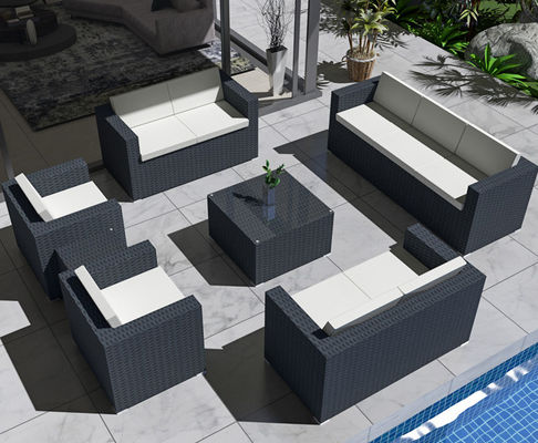 5 Seater Grey Rattan Corner Sofa Garden Sectional Patio Wicker Rattan Sofa Modern