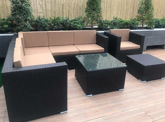 5 Seater Grey Rattan Corner Sofa Garden Sectional Patio Wicker Rattan Sofa Modern