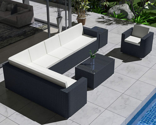 5 Seater Grey Rattan Corner Sofa Garden Sectional Patio Wicker Rattan Sofa Modern