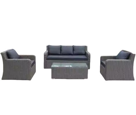 3 Seater Rattan Outdoor Sofa Terrace Furniture Garden Rope Leisure Black Wicker