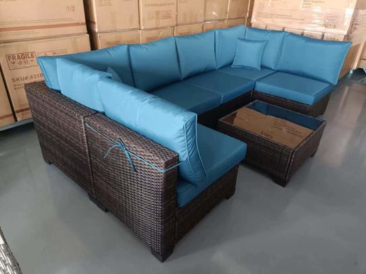 Garden Furniture Rattan Sofa Set Rope Outdoor Leisure Sofa Set Black Wicker Setsrn Set