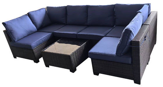 Garden Furniture Rattan Sofa Set Rope Outdoor Leisure Sofa Set Black Wicker Setsrn Set