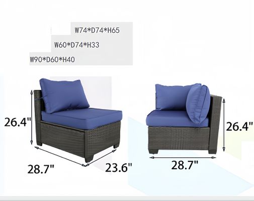 Garden Furniture Rattan Sofa Set Rope Outdoor Leisure Sofa Set Black Wicker Setsrn Set