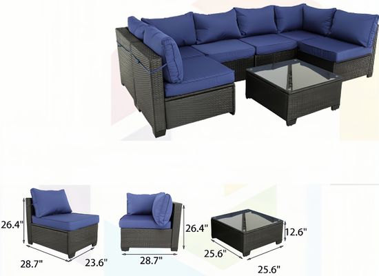 Garden Furniture Rattan Sofa Set Rope Outdoor Leisure Sofa Set Black Wicker Setsrn Set
