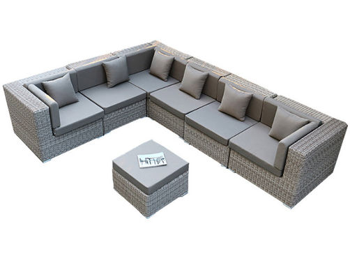 7 PCS L Shaped Garden Rattan Sofa Wicker Indoor Outdoor Rattan Lounge Sofas Set