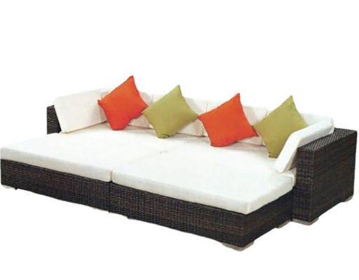 Pe Rattan Sectional Sofa Indoor Furniture Sofa Wrought Iron Sofa Lunge Sunbed Bed Set