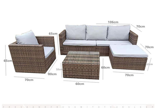 6Pcs Deep Seating Patio Wicker Outdoor Garden Furniture Rattan Sofa Couch