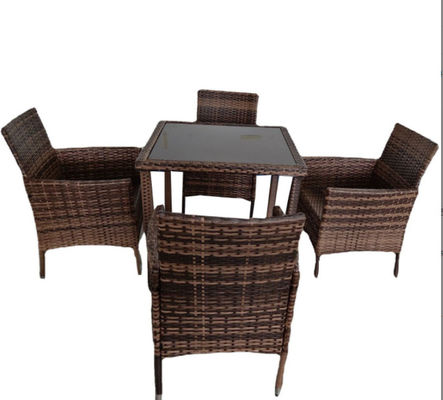 5 Pieces Outdoor Patio Wicker Dining Set Rattan Detachable Stylish Comfortable
