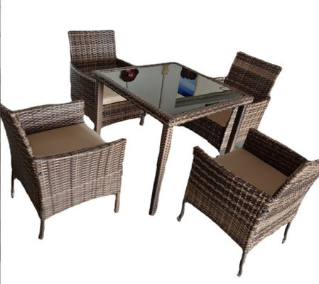 5 Pieces Outdoor Patio Wicker Dining Set Rattan Detachable Stylish Comfortable