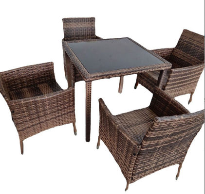 5 Pieces Outdoor Patio Wicker Dining Set Rattan Detachable Stylish Comfortable