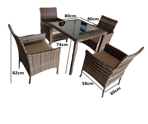 5 Pieces Outdoor Patio Wicker Dining Set Rattan Detachable Stylish Comfortable