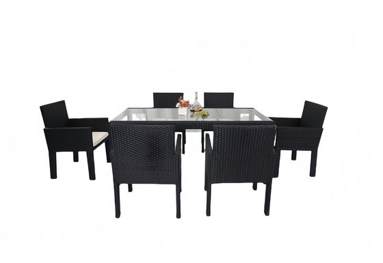 7 PCS Woven Dining Table Chairs Patio Conversation Leisure Rattan Sofa Set