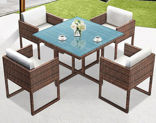 4 Seater Outdoor Dining Set Rattan Furniture Patio Rattan Dining Table Chair Set Wicker