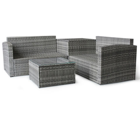L Shape Pe Rattan Sofa Conversation Sectional Sofa Storage Box Backyard Porch Poolside