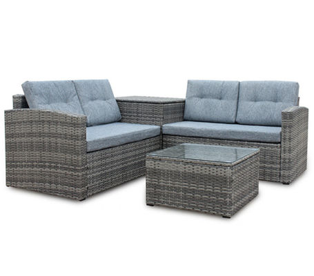 L Shape Pe Rattan Sofa Conversation Sectional Sofa Storage Box Backyard Porch Poolside