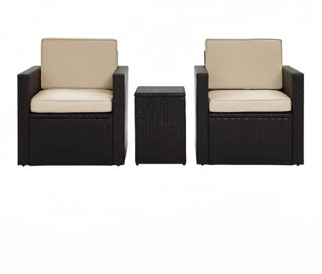 3PCS 2 Seater Rattan Garden Sofa Set Outdoor Cane Wicker Outdoor Rattan Patio Backyard