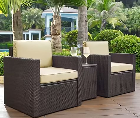 3PCS 2 Seater Rattan Garden Sofa Set Outdoor Cane Wicker Outdoor Rattan Patio Backyard
