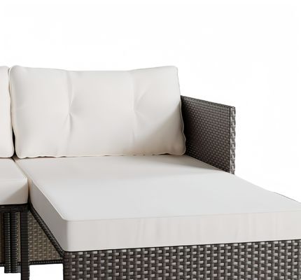 3 Seater Rattan Garden Sofa Set Luxury Balcony Leisure Lounge Wicker Patio Fabric