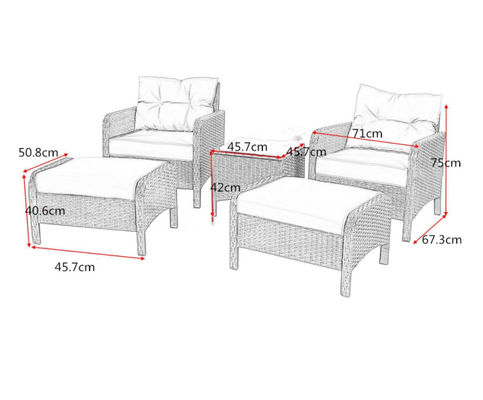 3 2 Seater Rattan Conservatory Sofa Set Comfortable Cushions Outdoor Garden