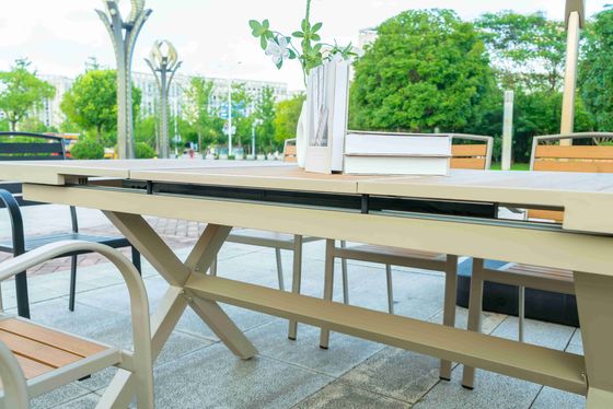 11 Pieces Outdoor Patio Furniture Plastic Wood Expandable Aluminum Garden Table And 8 Chairs