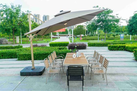 11 Pieces Outdoor Patio Furniture Plastic Wood Expandable Aluminum Garden Table And 8 Chairs