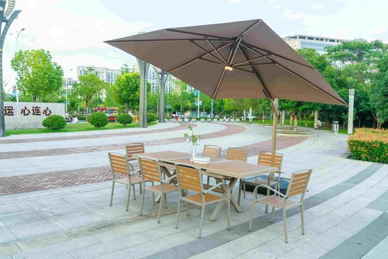 9 Pieces Plastic Wood Outdoor Restaurant Garden Tables  Chairs Outdoor Furniture Patio Dinning Table Patio Furniture