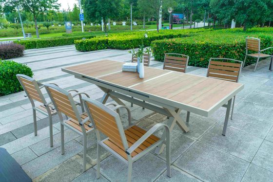 7 Pieces New Design Cheap American Style Cafe Restaurant Plastic Wooden Dining Table And Chairs Ferniture Set