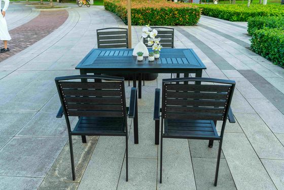 5 Pieces Extendable Modern Black China Manufacturer Wood Metal Chairs Patio Garden Outdoor Furniture