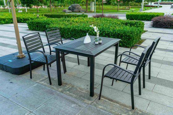 5 Pieces Extendable Modern Black China Manufacturer Wood Metal Chairs Patio Garden Outdoor Furniture