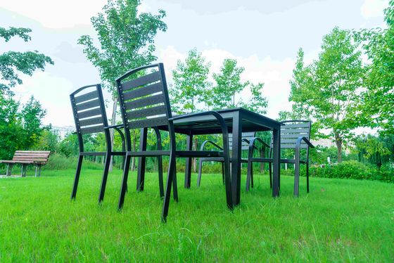 5 Pieces Extendable Modern Black China Manufacturer Wood Metal Chairs Patio Garden Outdoor Furniture