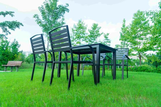 5 Pieces Extendable Modern Black China Manufacturer Wood Metal Chairs Patio Garden Outdoor Furniture