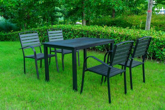 5 Pieces Extendable Modern Black China Manufacturer Wood Metal Chairs Patio Garden Outdoor Furniture