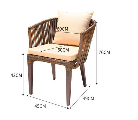 Chinese Hot Sale Outdoor Cafe Furniture Aluminium Restaurant Table Chairs Rattan Wedding Garden Furniture Set Rattan
