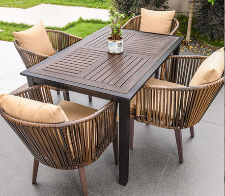 Outdoor Table And Chair Villa Courtyard Garden Leisure Terrace Plastic Wood Table Combination Of Outdoor Rattan Table