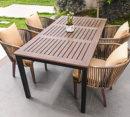Outdoor Table And Chair Villa Courtyard Garden Leisure Terrace Plastic Wood Table Combination Of Outdoor Rattan Table