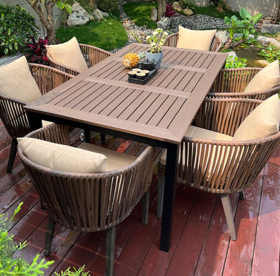 Outdoor Table And Chair Villa Courtyard Garden Leisure Terrace Plastic Wood Table Combination Of Outdoor Rattan Table