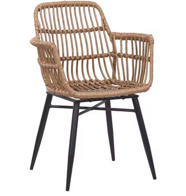 American style Courtyard Stacking Hotel Aluminum Frames Rattan Wicker Restaurant Balcony Dining Garden Outdoor Chairs