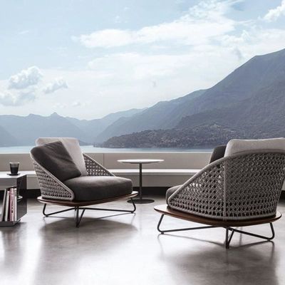 Nordic outdoor sofa, courtyard teak rattan sofa set, villa wicker sofa, open-air garden outdoor furniture