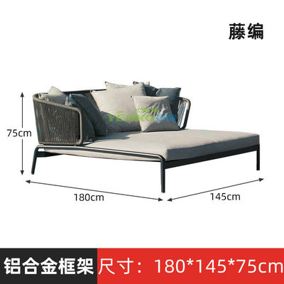 Outdoor sofa and coffee table set for courtyard, garden, villa, terrace, rattan chair, Nordic style, outdoor hotel, leisure rattan furniture.