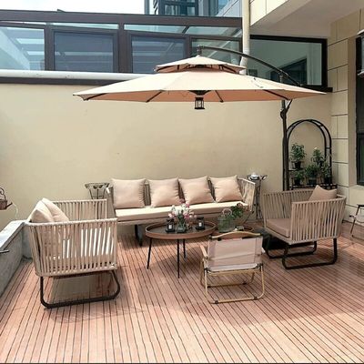 Outdoor sofa courtyard combination villa balcony garden terrace rattan chair outdoor model room sunroom rattan furniture