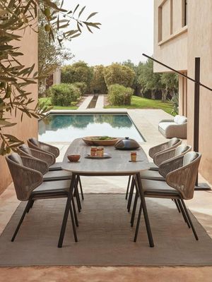 Nordic outdoor balcony table and chair three piece set, courtyard rattan chair, tea table combination, simple leisure outdoor furniture rattan chair