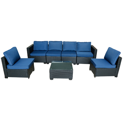 Black Outdoor Rattan Sofa Table Set 120x60cm