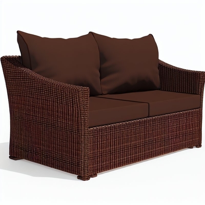 5-Piece Brown Outdoor Rattan Sofa Set with Table Weatherproof