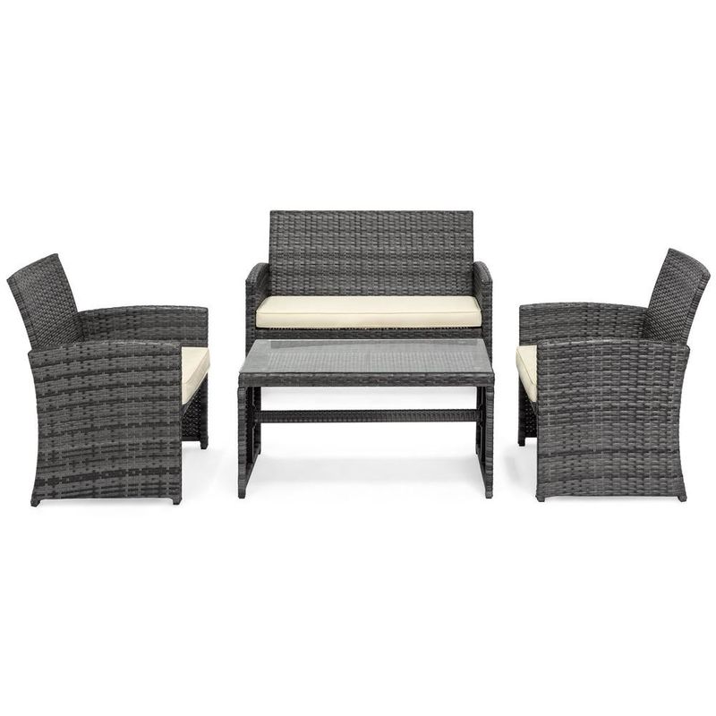 Waterproof Weather Resistant Aluminum Frame Modern Brown PE Rattan Woven Sofa Chair Coffee Table Sets