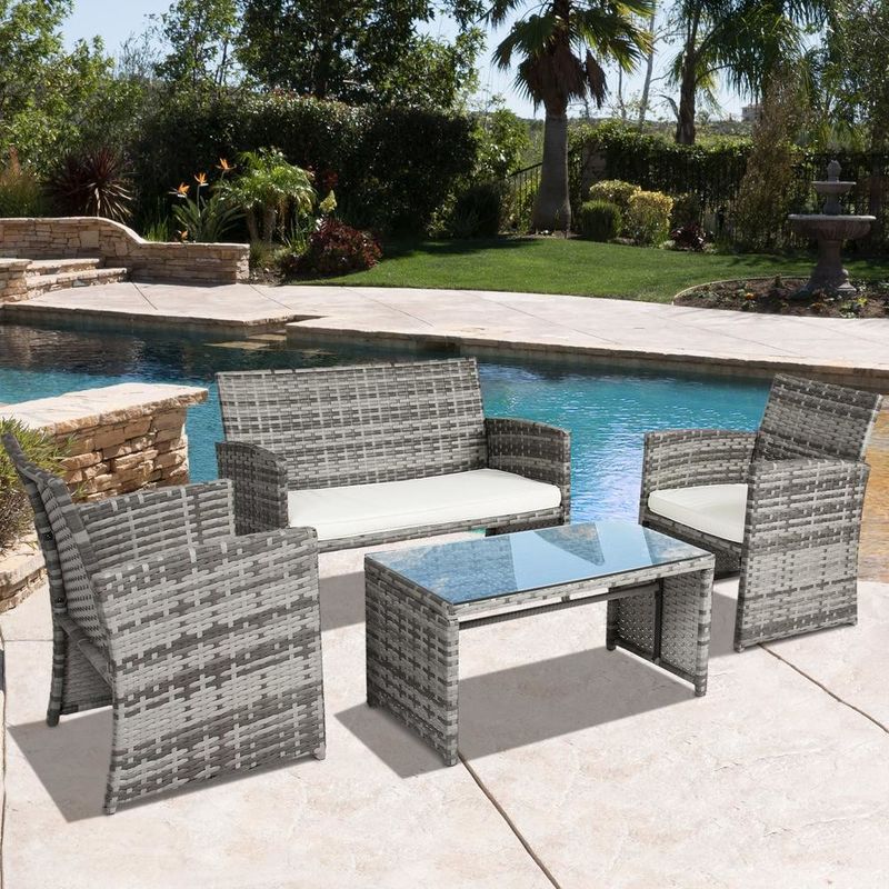 High Quality Aluminum Frame Modern PE Rattan Woven Wicker Handmade Sofa Coffee Table Set Outdoor Indoor Furniture