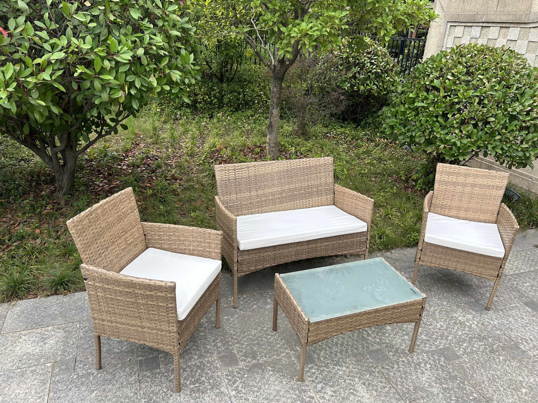 UV Resistant Rattan Sofa Waterproof Design Indoor Outdoor Sofa Table Chair Dining Desk Ottoman Furniture Set